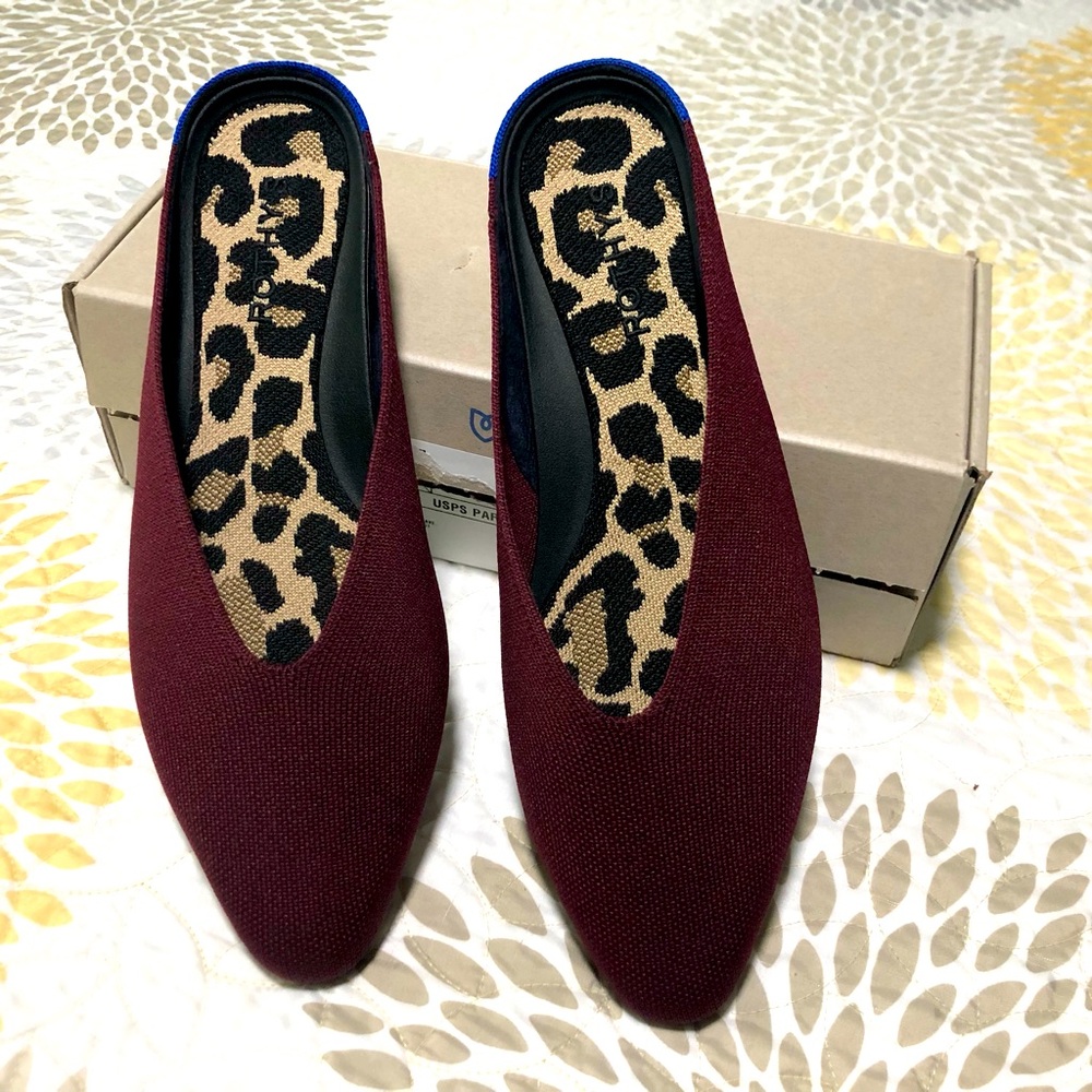 Rothy’s Almond Demi flats/mules in Black Cherry, size 9.5, brand new in box